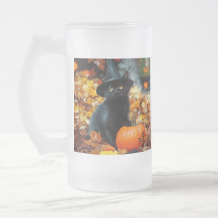 Chope Givrée Chat noir d'Halloween et Citrouille