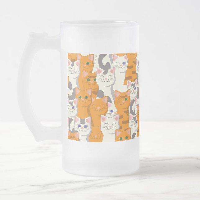Chope Givrée Chats blancs et gingembre motif yeux verts yeux bl (Gauche)