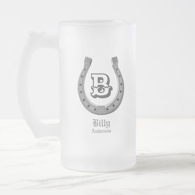 Chope Givrée Chaussure Cheval Cowboy Monogramme personnalisé (Gauche)