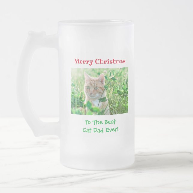 Chope Givrée Christmas Best Chat Papa Ever Photo pour animaux (Gauche)