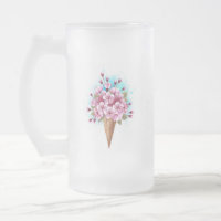 Cône rose Sakura crème glacée gaufre