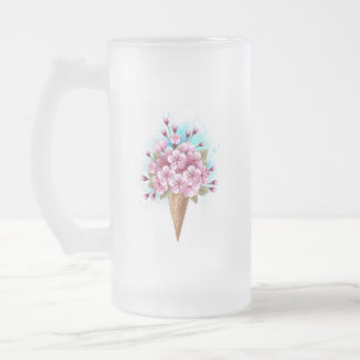 Chope Givrée Cône rose Sakura crème glacée gaufre