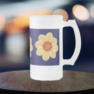 Chope Givrée Dahlia jaune motif floral sur bleu