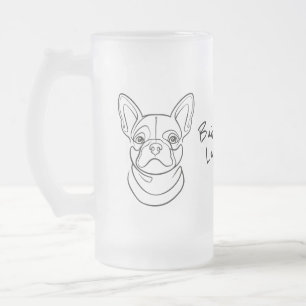 Chope Givrée Dessin au trait de Bouledogue Français. Construit 