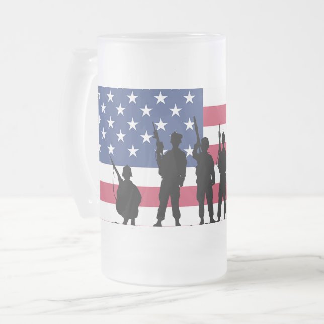 Chope Givrée Drapeau américain avec silhouette Soldats (Devant gauche)