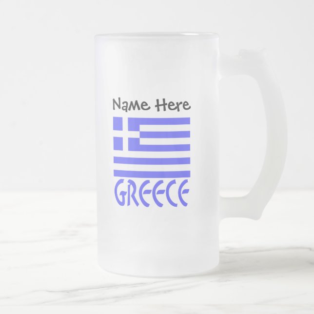 Chope Givrée Drapeau grec avec votre nom (Droit)