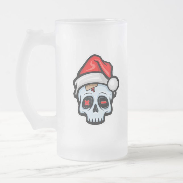 Chope Givrée Drôle crâne de Noël, style de dessin (Gauche)