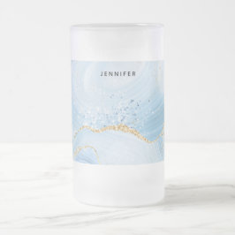 Chope Givrée Élégant Cool Bleu Agate avec ruban Parties scintil