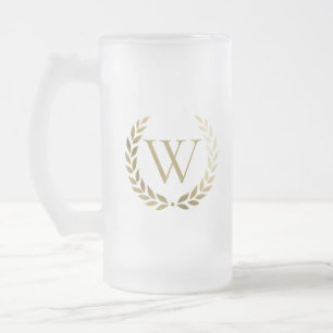 Chope Givrée Élégant monogramme de couronne de laurier or