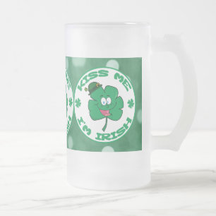 Chope Givrée Embrasse-moi Je suis Irlandais Clover Face Green B