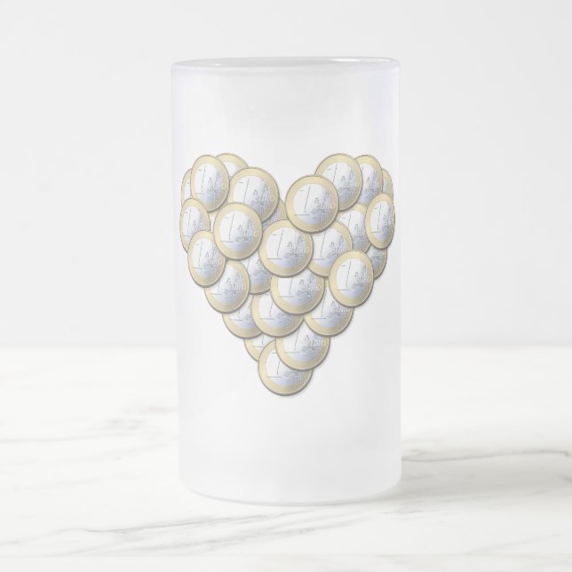 Chope Givrée Euro Pièces - coeur motif - tasse, choisir le styl (Centre)