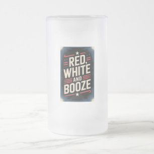 Chope Givrée Fête du 4 juillet Booze Rouge Blanc et Booze