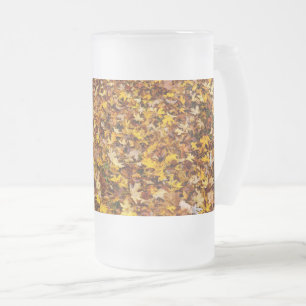 Chope Givrée Feuilles d'automne Abstrait Verre Frosted Bière Mu