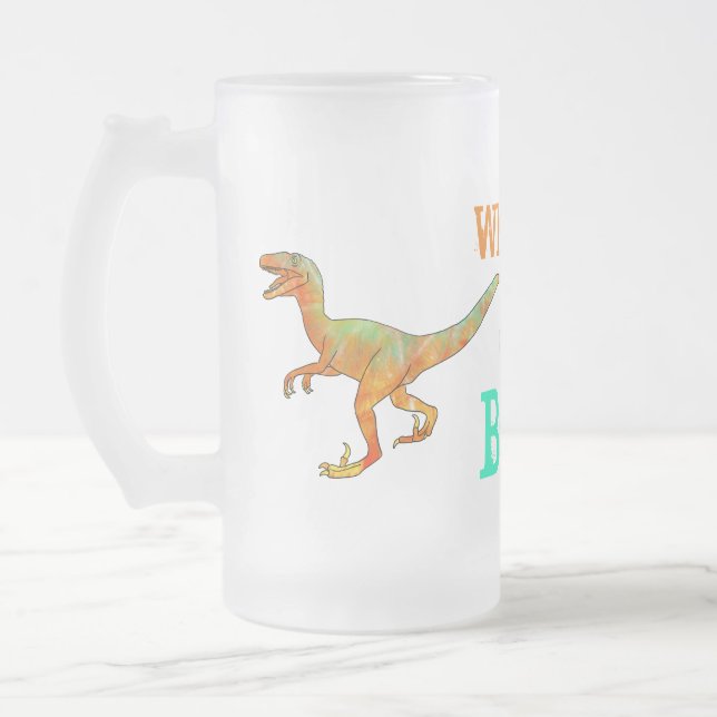 Chope Givrée Funny Wheres Beer Velociraptor Dinosaur Raptor (Gauche)