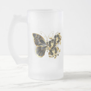 Chope Givrée Gold flower Butterfly with Black Orchid