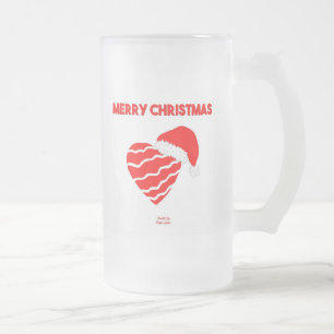 Chope Givrée Grand Coeur de Noël de Père Noël en verre décongel