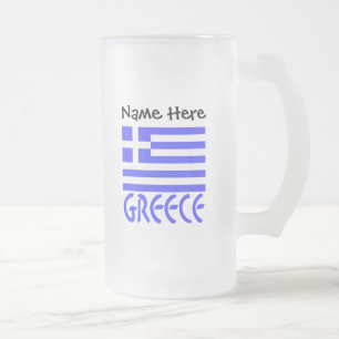 Chope Givrée Grèce et drapeau grec avec votre nom