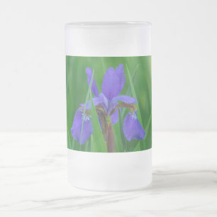 Chope Givrée Hollandais Bleu parmi les Feuilles Verre Frosted B