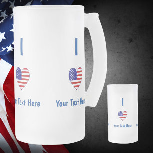 Chope Givrée I Love (USA Heart Flag) Votre texte
