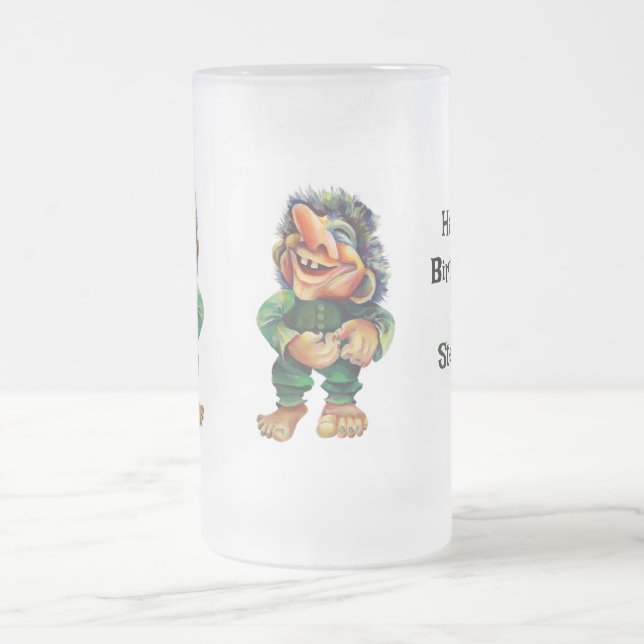 Chope Givrée Illustration de troll drôle scandinave aquarelle (Centre)
