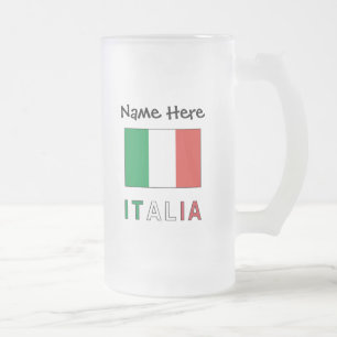 Chope Givrée Italia et Drapeau Italien avec Votre Nom