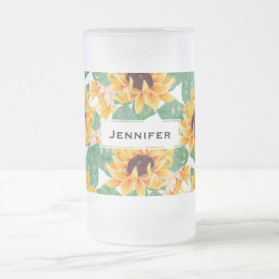Chope Givrée Joli tournesol Jaune et Motif vert