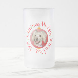 Chope Givrée Joyeux Noël Petit Chien Blanc Caniche / Bichon