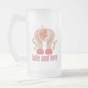 Chope Givrée Latte et coupe d'amour, mains et citation de café