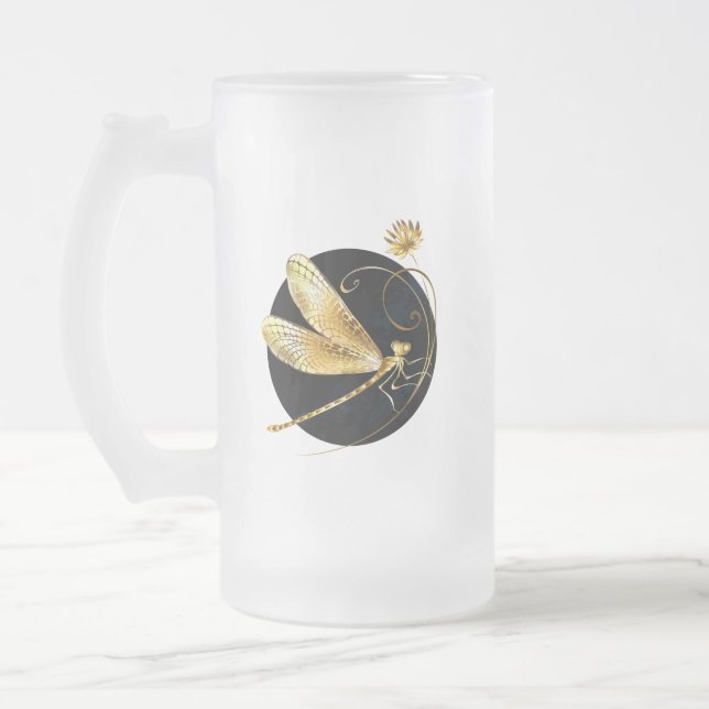 Chope Givrée libellule d'or en cercle noir (Gauche)