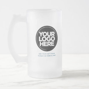 Chope Givrée Logo bleu de l'Atlantique et texte en verre givré 