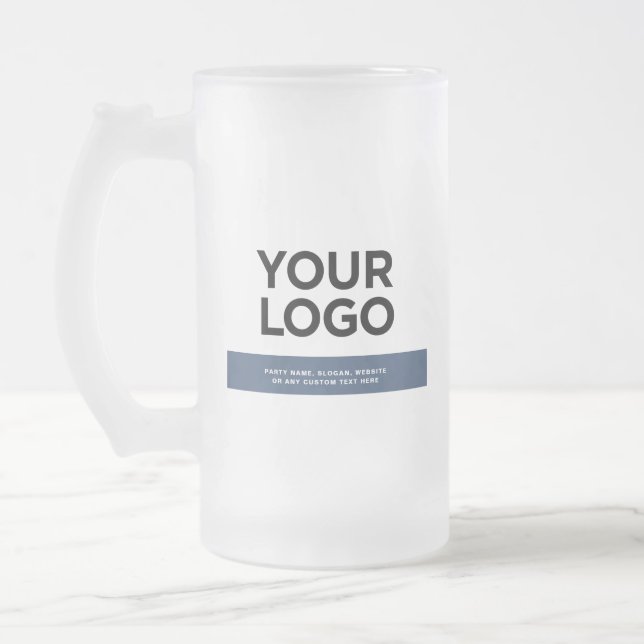 Chope Givrée Logo et texte personnalisés bleu marine 16oz (Gauche)