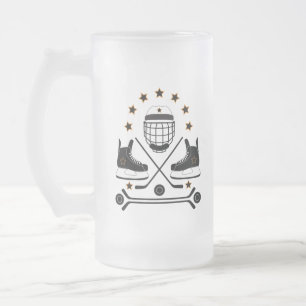 Chope Givrée Motif d'équipement sportif de hockey noir et blan