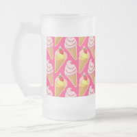 Motif rose Kawaii avec crème glacée aux fraises