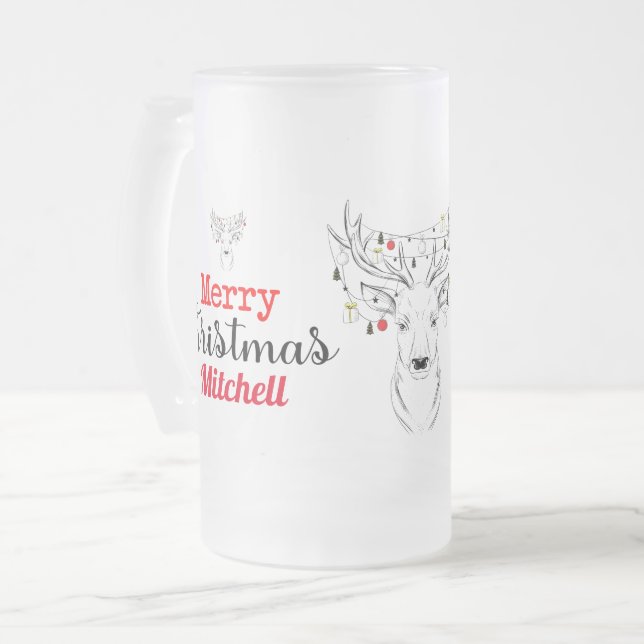 Chope Givrée Noël du cerf personnalisé (Devant gauche)