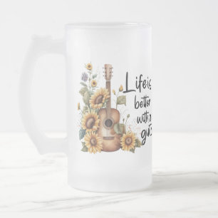 Chope Givrée Nom de la Personnaliser Guitare avec tournesol