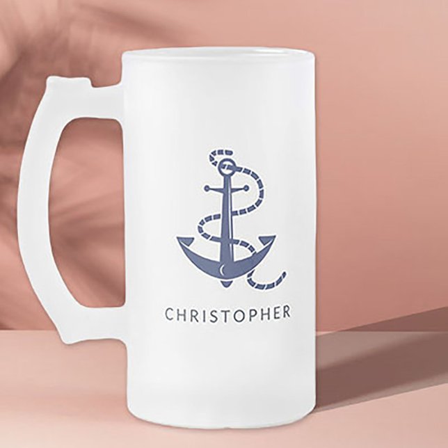 Chope Givrée Nom personnalisé Marine Ancre nautique (Créateur téléchargé)