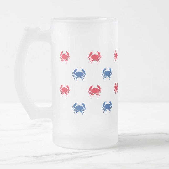 Chope Givrée Patriote motif de crabe blanc rouge (Gauche)