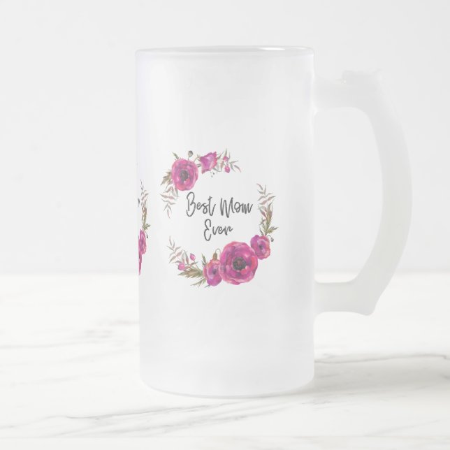 Chope Givrée Poppies florales rose Fuchsia Wreath Meilleure mam (Droit)