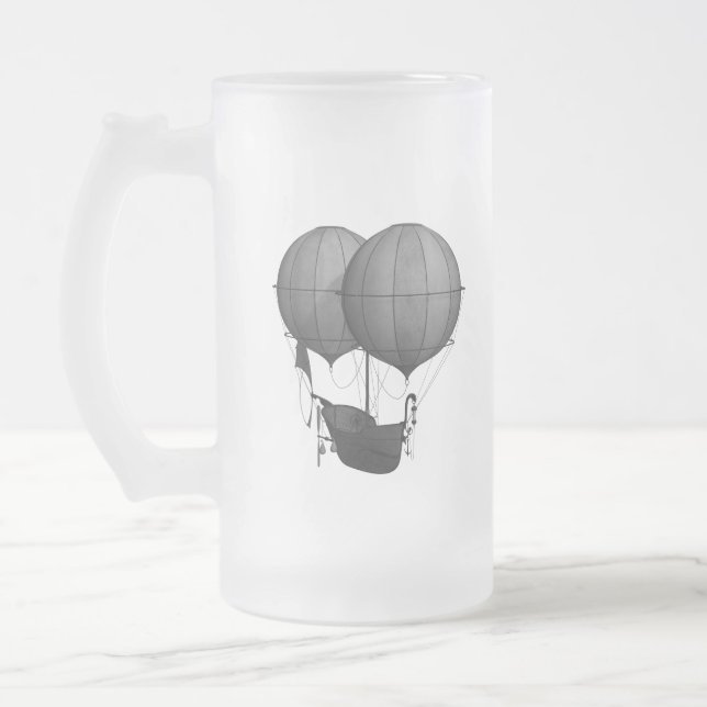 Chope Givrée Steampunk Design Machine volante noire et blanche (Gauche)