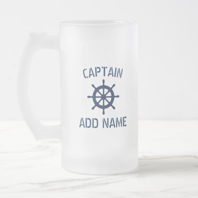 Chope Givrée Stein nautique nommé de bière de capitaine fait (Gauche)