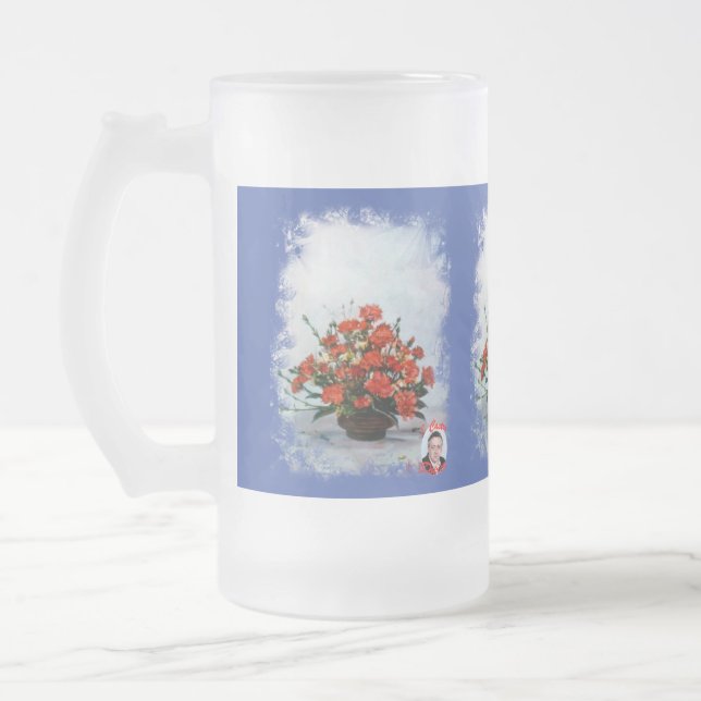Chope Givrée Taza de Cristal Esmerilado Bodegón de flores (Gauche)