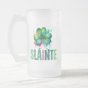 Chope Givrée Trèfle à l'aquarelle - Sláinte - Fête de la Saint-