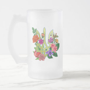 Chope Givrée trident tryzub de l'héraldique ukrainienne fleurs