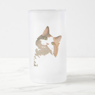 Chope Givrée Un chat Calico Vert Portrait Artistique
