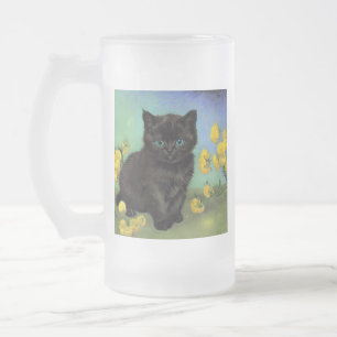 Chope Givrée Van Gogh Chat noir Fleurs jaunes