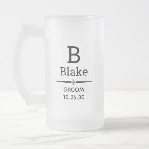Chope Givrée Verre à bière en verre givré monogrammé du marié