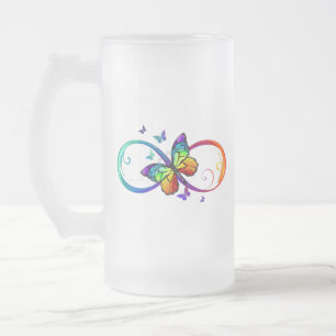 Chope Givrée Vibrant infinity with rainbow butterfly on black