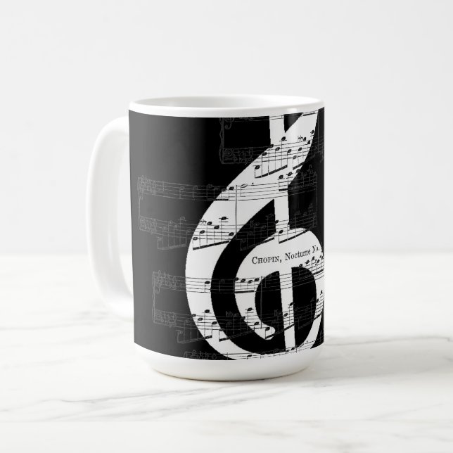 Chopin Romantic Nocturne Treble Clef. 9, Nr. 1  Kaffeetasse (Vorderseite Links)