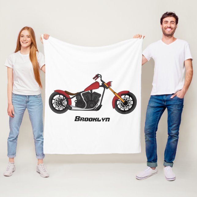 Chopper-Art Motorrad-Abbildung Fleecedecke (Beispiel)