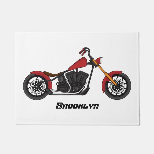 Chopper-Art Motorrad-Abbildung Fußmatte (Vorderseite)